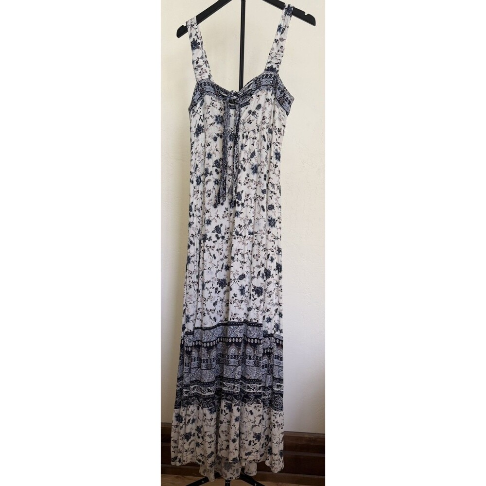 Knox Rose Maxi Floral Sun Dress Gauze Cottage Core Tiered Romantic Boho M